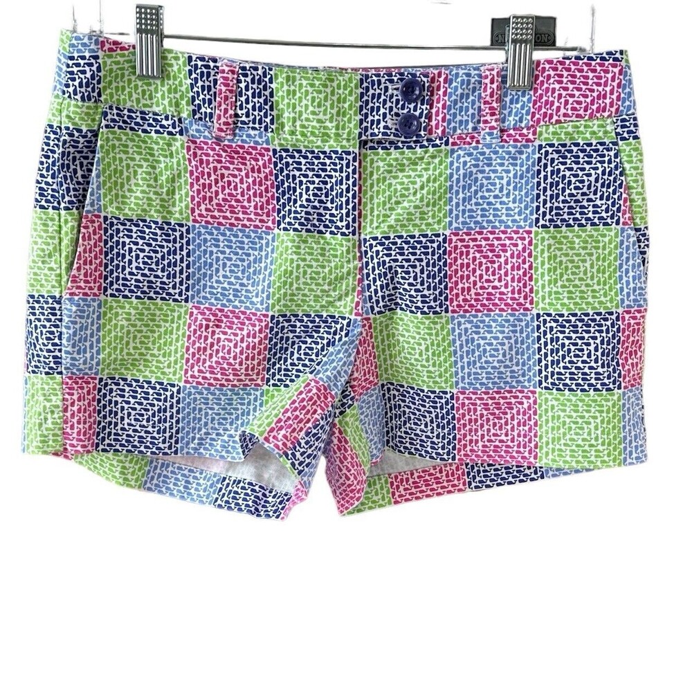 Vineyard Vines Shorts Whale Patchwork Multicolor Women Cotton Blend Size 4